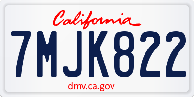 CA license plate 7MJK822