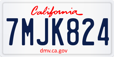 CA license plate 7MJK824