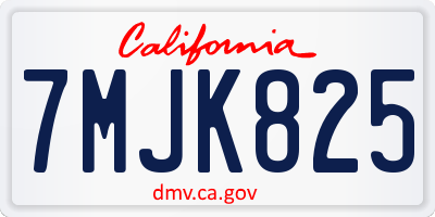CA license plate 7MJK825