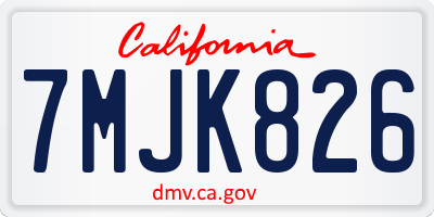 CA license plate 7MJK826