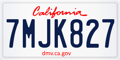 CA license plate 7MJK827