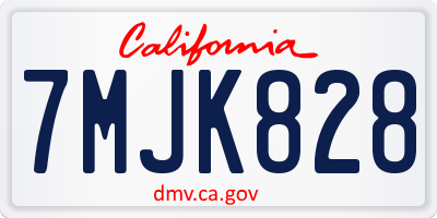 CA license plate 7MJK828