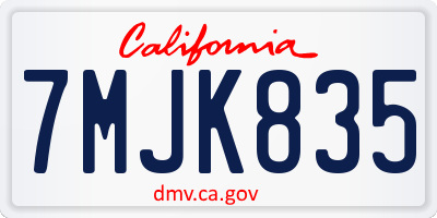 CA license plate 7MJK835