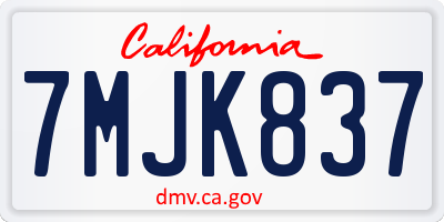 CA license plate 7MJK837