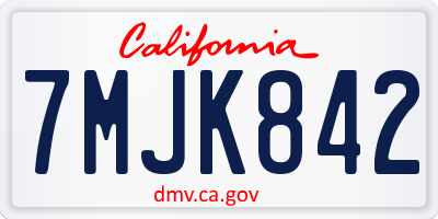 CA license plate 7MJK842