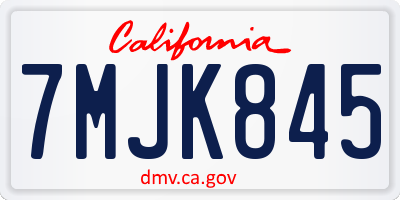 CA license plate 7MJK845