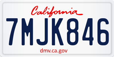 CA license plate 7MJK846