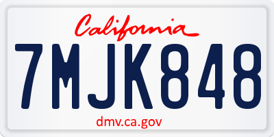 CA license plate 7MJK848