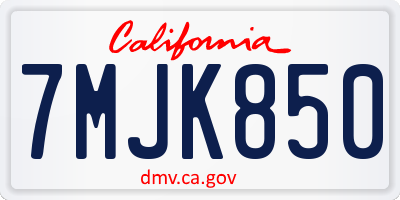 CA license plate 7MJK850