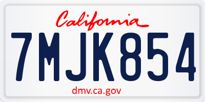CA license plate 7MJK854