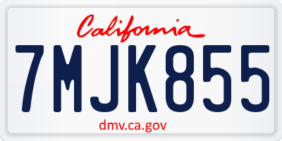 CA license plate 7MJK855