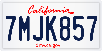 CA license plate 7MJK857