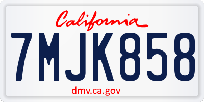 CA license plate 7MJK858