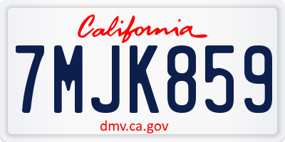 CA license plate 7MJK859