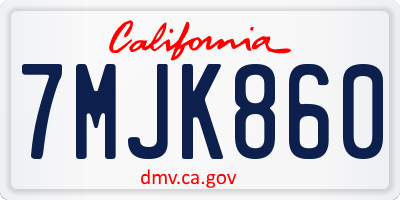 CA license plate 7MJK860