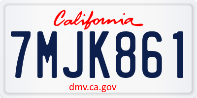 CA license plate 7MJK861