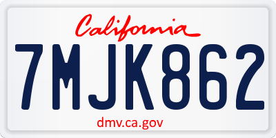 CA license plate 7MJK862