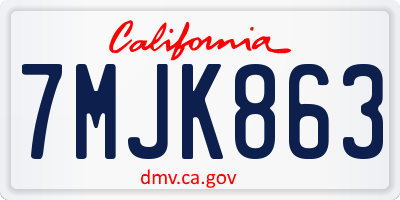 CA license plate 7MJK863