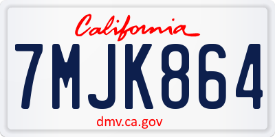 CA license plate 7MJK864