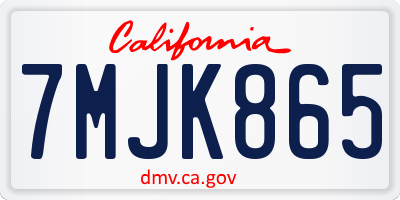 CA license plate 7MJK865