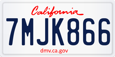 CA license plate 7MJK866