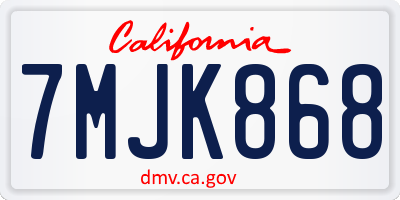 CA license plate 7MJK868