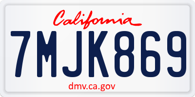 CA license plate 7MJK869