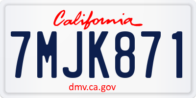 CA license plate 7MJK871