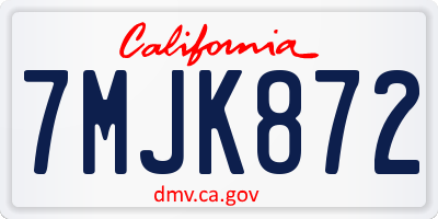 CA license plate 7MJK872