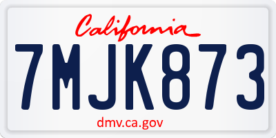 CA license plate 7MJK873