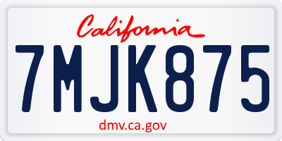 CA license plate 7MJK875