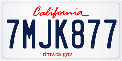 CA license plate 7MJK877