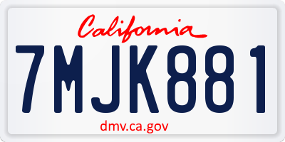 CA license plate 7MJK881