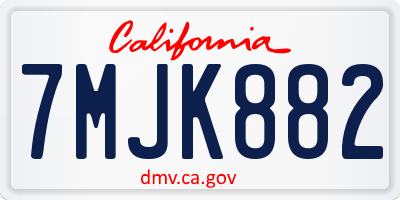 CA license plate 7MJK882