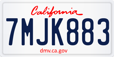 CA license plate 7MJK883