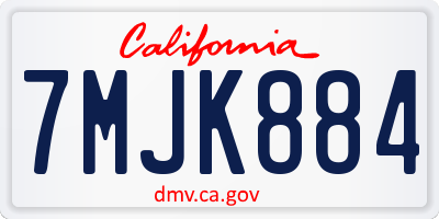 CA license plate 7MJK884