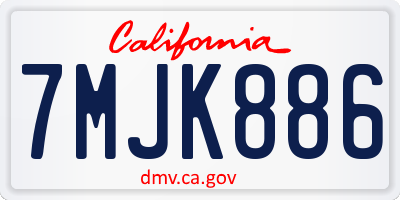 CA license plate 7MJK886