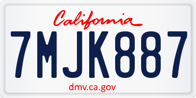 CA license plate 7MJK887