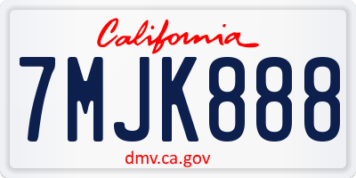 CA license plate 7MJK888