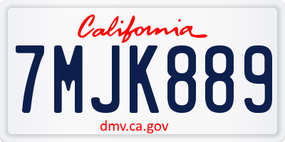 CA license plate 7MJK889
