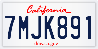 CA license plate 7MJK891