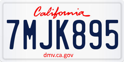 CA license plate 7MJK895