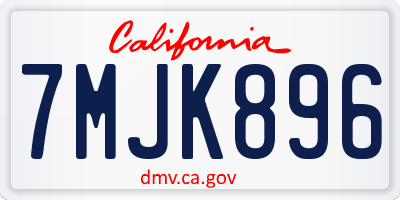 CA license plate 7MJK896