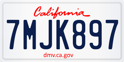 CA license plate 7MJK897