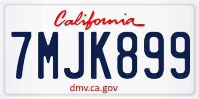 CA license plate 7MJK899
