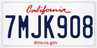 CA license plate 7MJK908