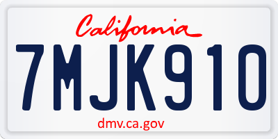 CA license plate 7MJK910