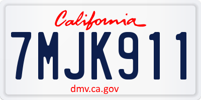 CA license plate 7MJK911