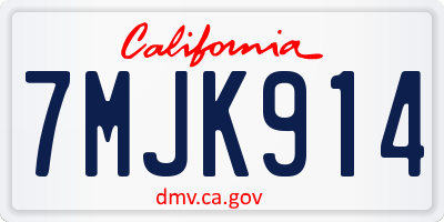CA license plate 7MJK914