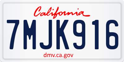 CA license plate 7MJK916